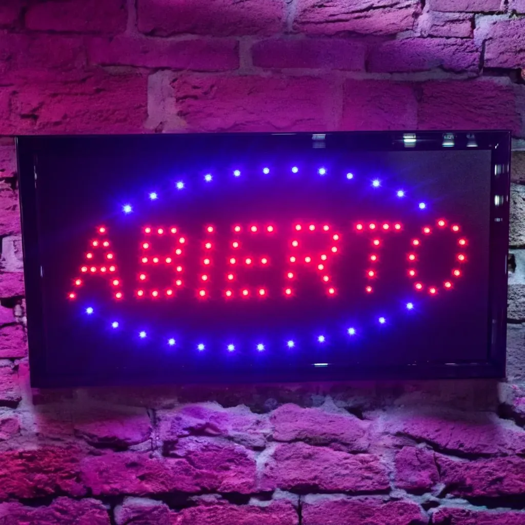 [40011] Cartel Electronico Abierto Pica Azul
