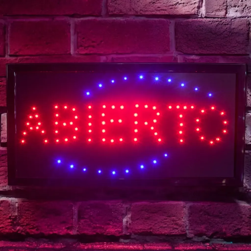 [40034] Cartel Electronico Abierto Pica Rojo
