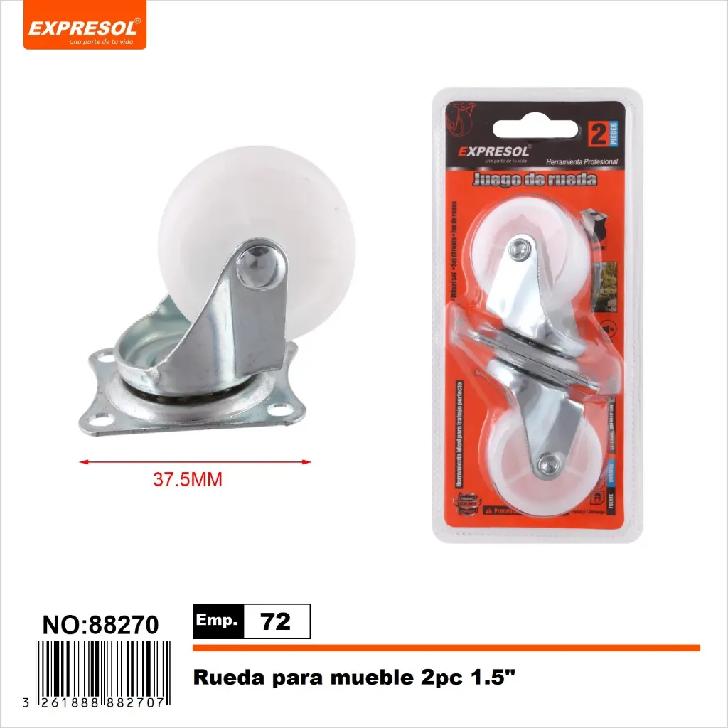 [88270] Rueda P/Muebles 2Pc 1.5" Expresol