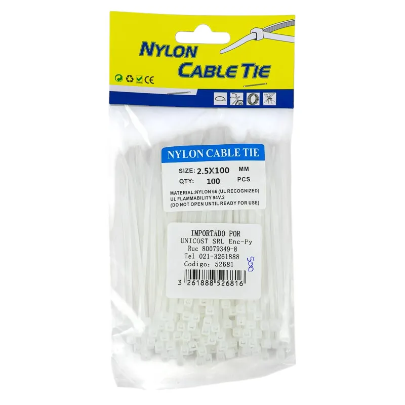 [52681] Precinto 2.5*100Mm 100Pc Blanco