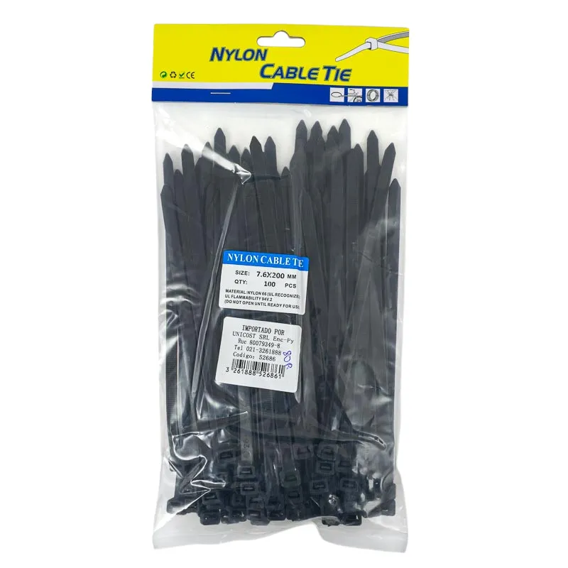 Precinto 7.6*200Mm 100Pc Negro