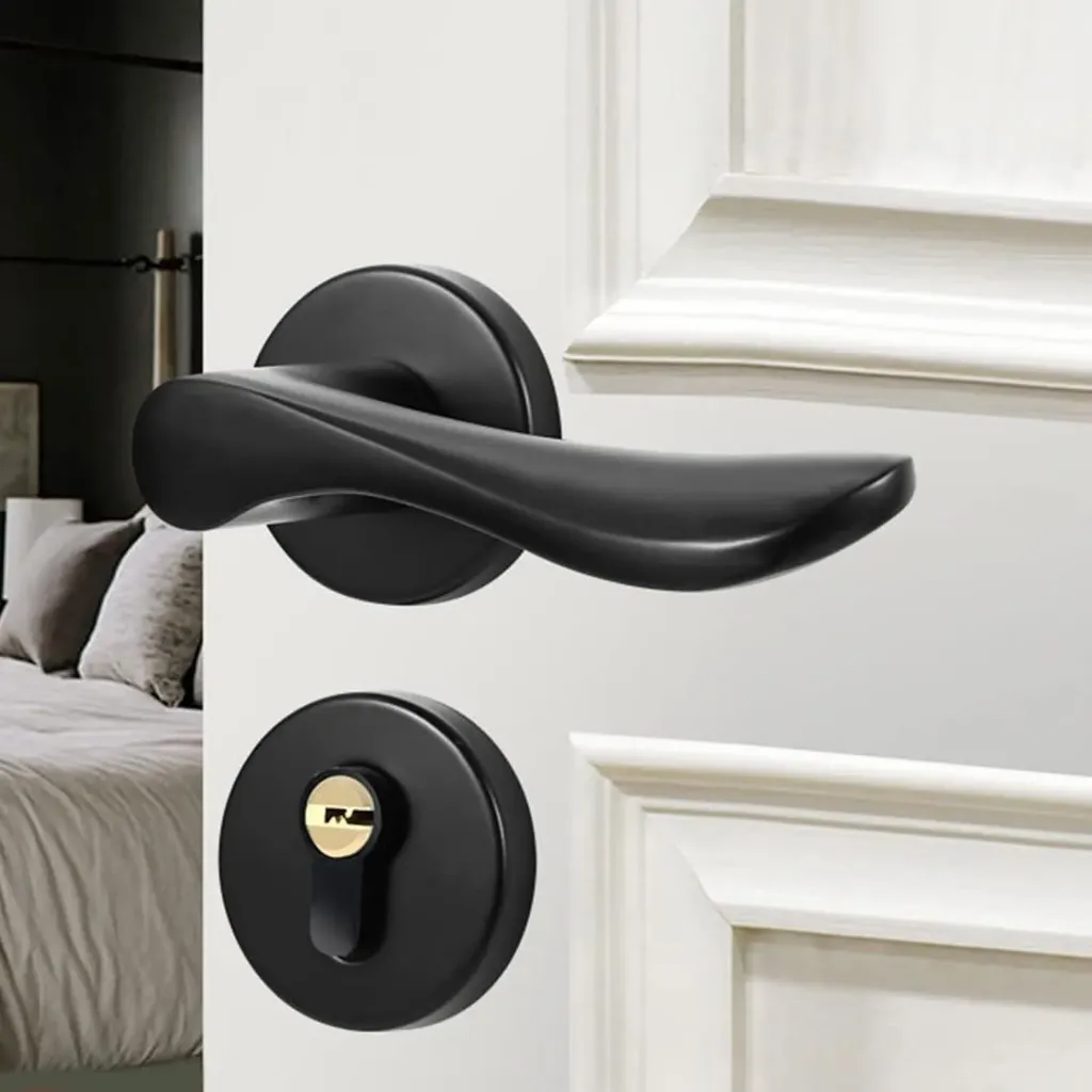 [53337] Cerradura de puerta interior Mango Curvo Negro