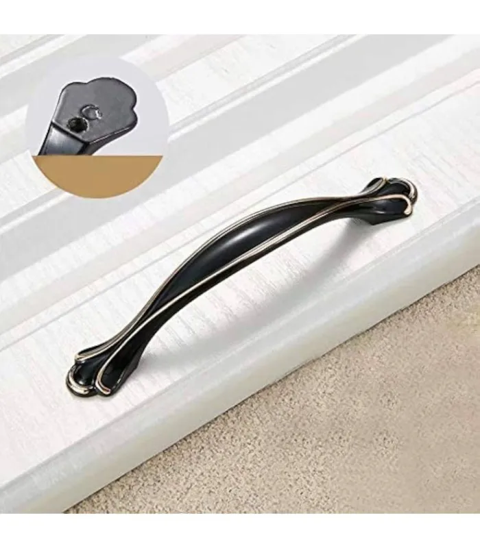 [99332] Manija P/Mueble C/Diseno Negro 13Cm 1Pc