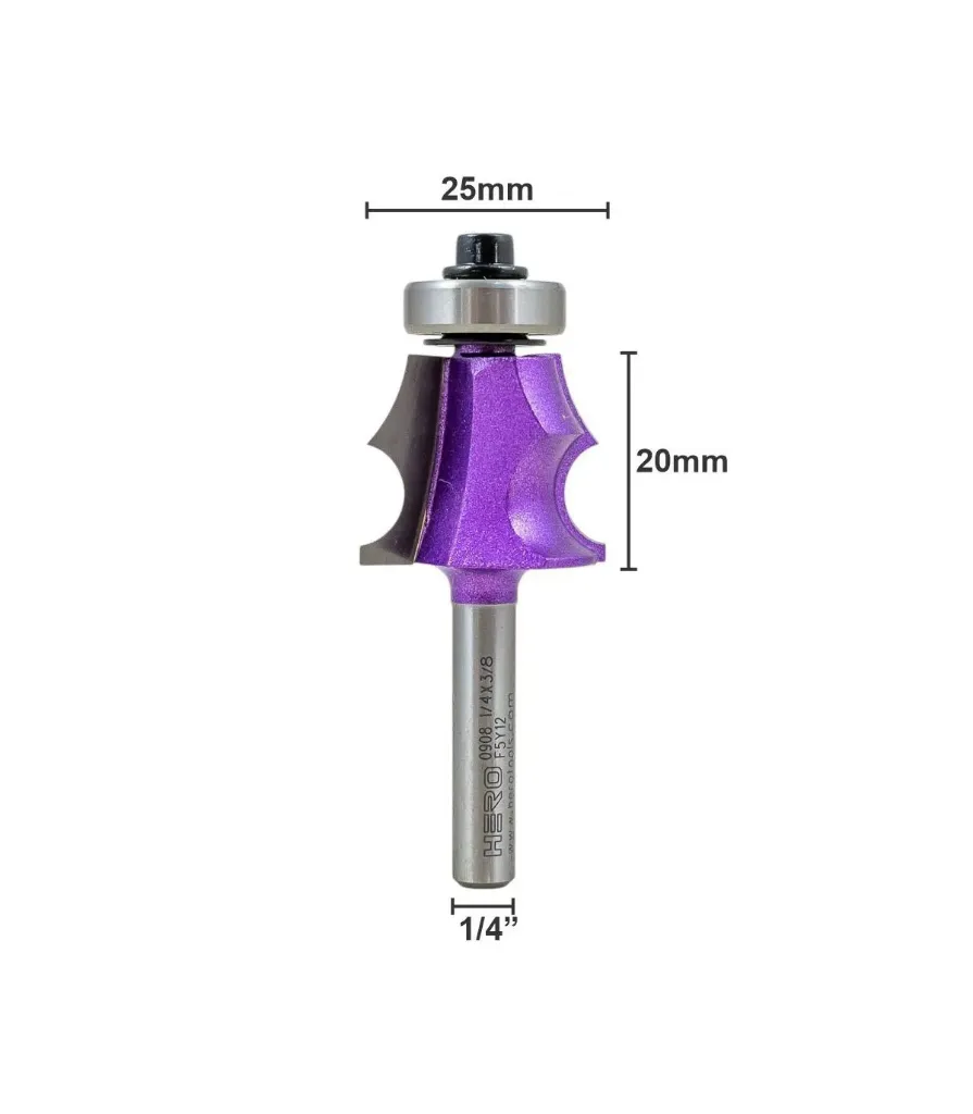 [H0908074] Fresa Hero Curva Lateral 1/4*3/8