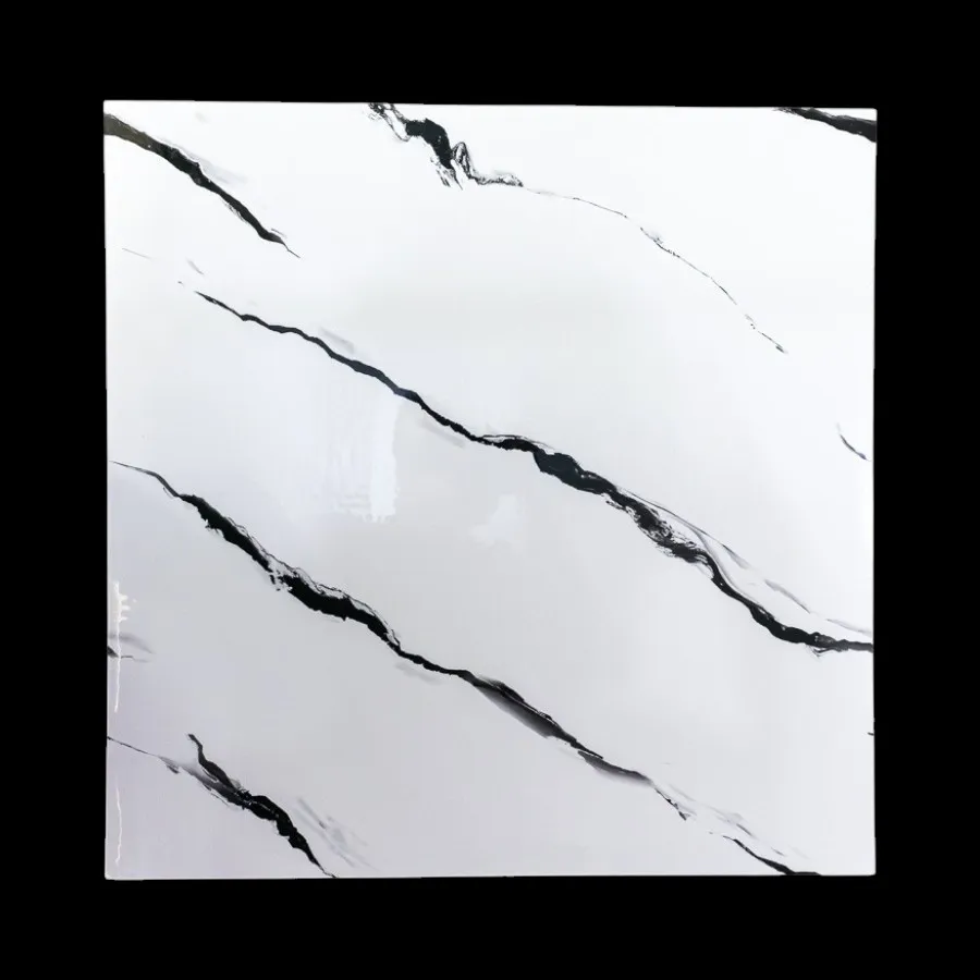 ADHESIVO P/ PARED BLANCO CON NEGRO MARMOL 60*60CM
