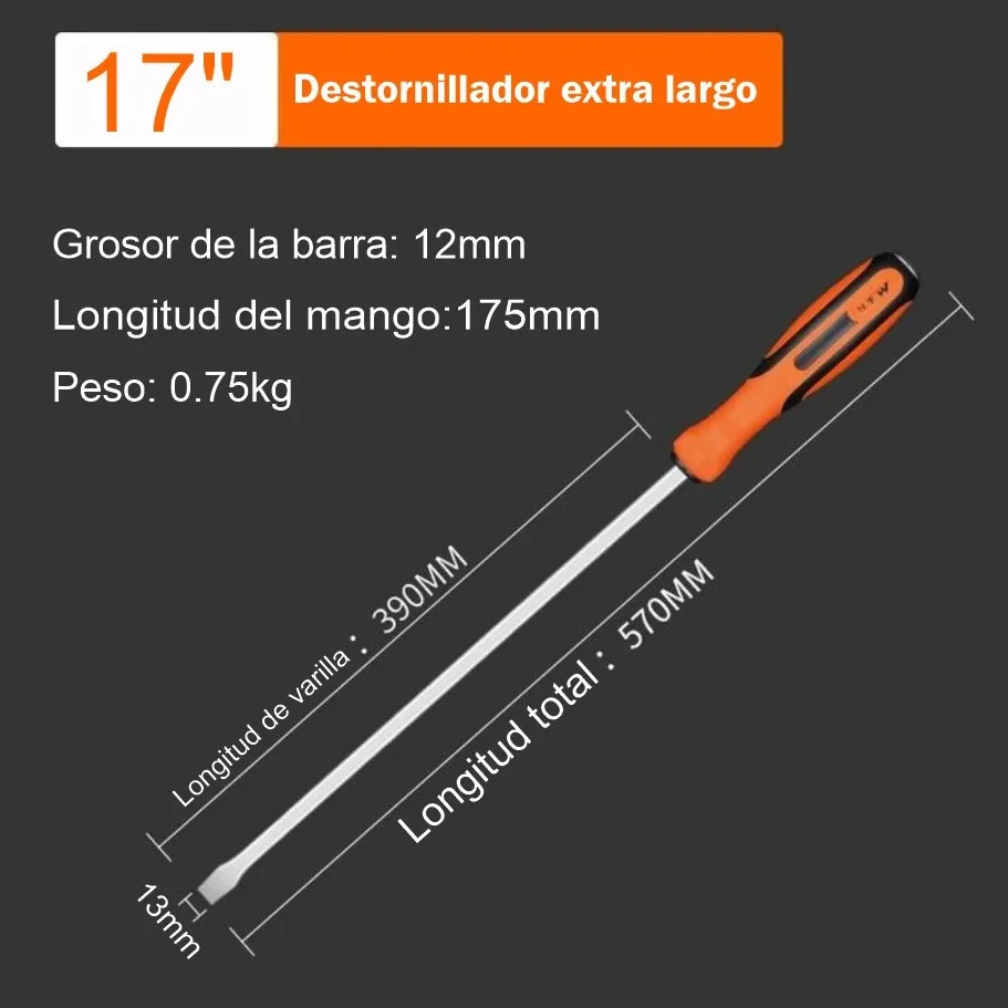 Destornillador extra largo punta plana 17" MYTEK